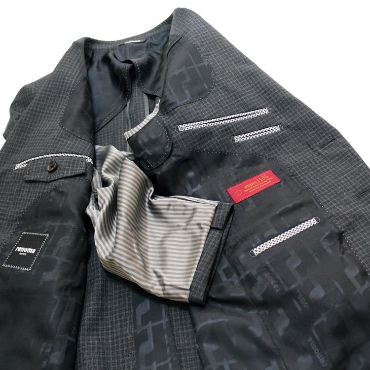 SALE スーツ メンズ 新品 春夏 renoma paris レノマ パリス Super110s 灰グレー 小柄チェック DROP6.5 2つボタン ビジネス スーツ (AB/BB体) J-REP05-2B | renoma | 08