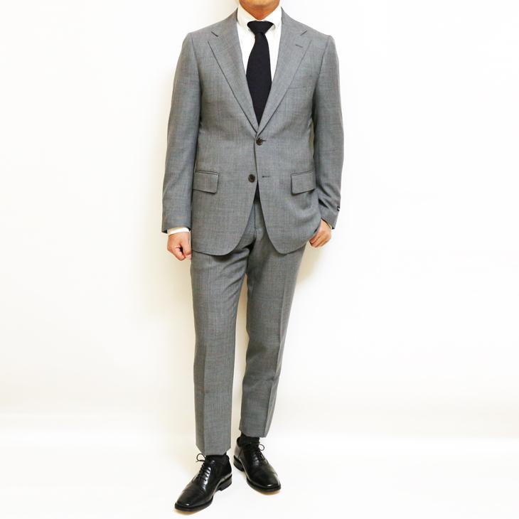 SALE スーツ メンズ 新作 春夏 新品 Stanley Blacker スタンリーブラッカー Super140s 淡灰グレー杢無地 ビジネス スーツ (A/AB体) やや細め |  | 02