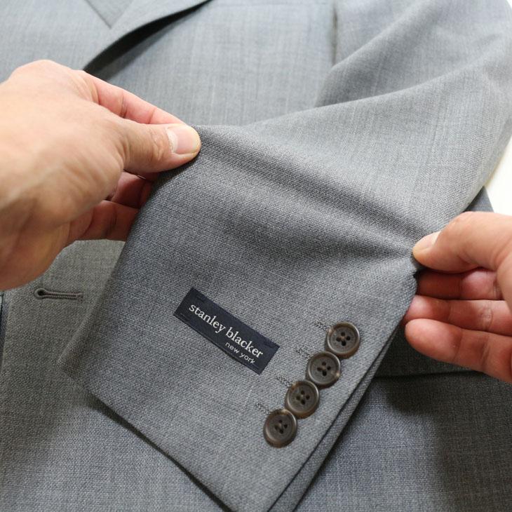 SALE スーツ メンズ 新作 春夏 新品 Stanley Blacker スタンリーブラッカー Super140s 淡灰グレー杢無地 ビジネス スーツ (A/AB体) やや細め |  | 04