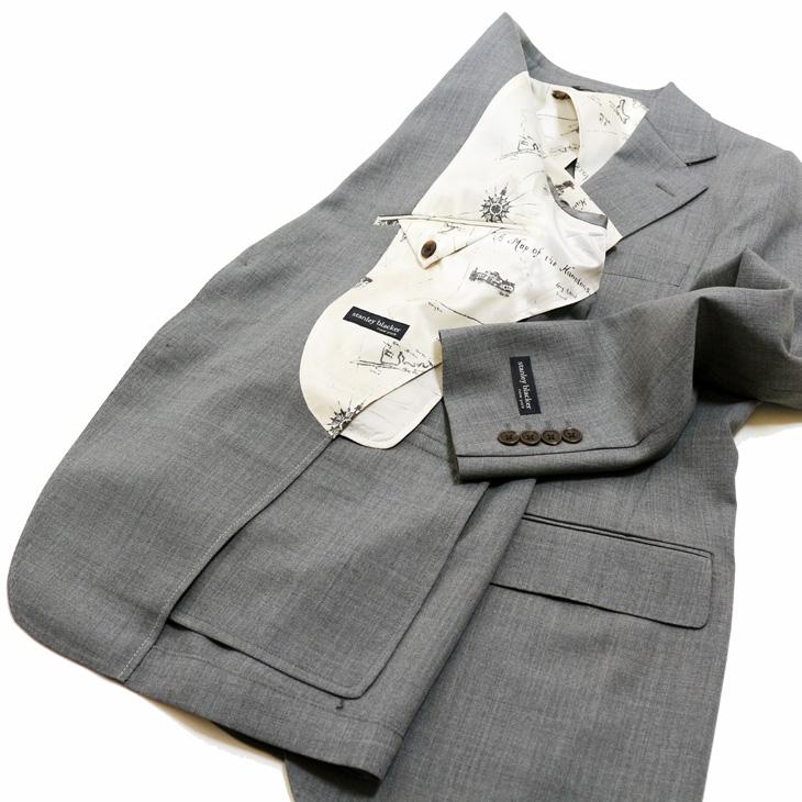SALE スーツ メンズ 新作 春夏 新品 Stanley Blacker スタンリーブラッカー Super140s 淡灰グレー杢無地 ビジネス スーツ (A/AB体) やや細め |  | 06