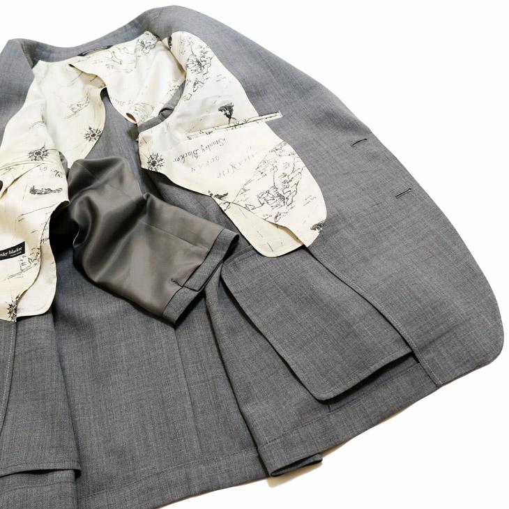 SALE スーツ メンズ 新作 春夏 新品 Stanley Blacker スタンリーブラッカー Super140s 淡灰グレー杢無地 ビジネス スーツ (A/AB体) やや細め |  | 07