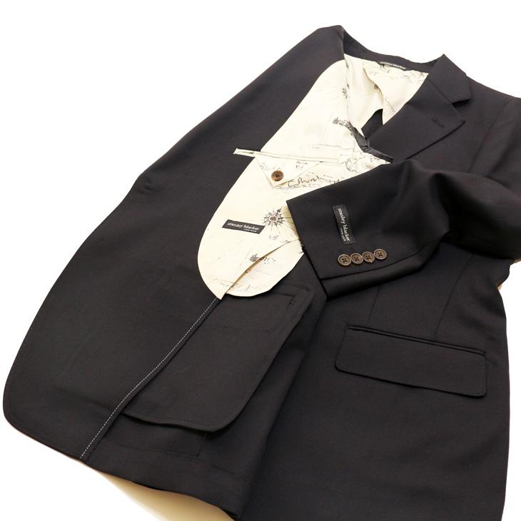 SALE スーツ メンズ 新作 春夏 新品 Stanley Blacker スタンリーブラッカー Super140s 濃紺ネイビー無地 ビジネス スーツ (A/AB体) やや細め |  | 07