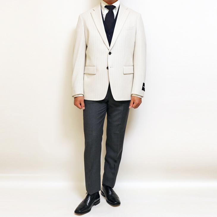 ジャケット テーラード ブレザー 2024 春夏 新作 renoma レノマ paris パリス 和紙 混紡 ニット素材 オフホワイト 杉綾織 ジャケット (AB/BB体) やや細め | renoma | 01