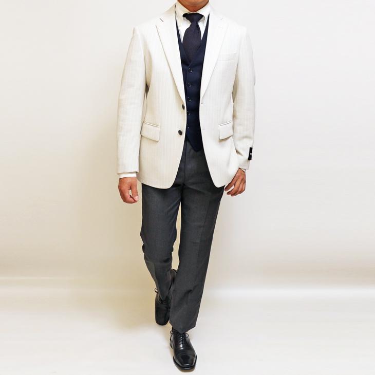 ジャケット テーラード ブレザー 2024 春夏 新作 renoma レノマ paris パリス 和紙 混紡 ニット素材 オフホワイト 杉綾織 ジャケット (AB/BB体) やや細め | renoma | 03