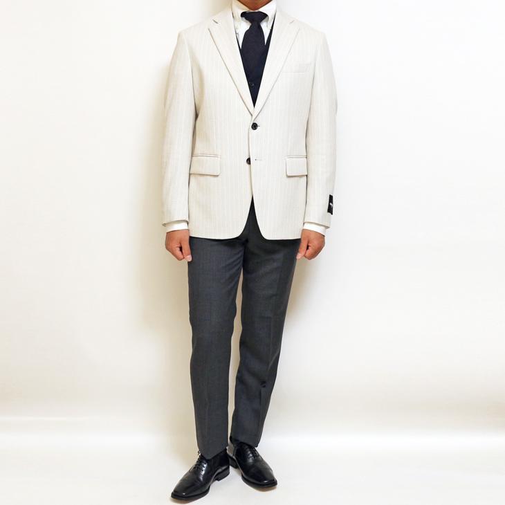 ジャケット テーラード ブレザー 2024 春夏 新作 renoma レノマ paris パリス 和紙 混紡 ニット素材 オフホワイト 杉綾織 ジャケット (AB/BB体) やや細め | renoma | 04