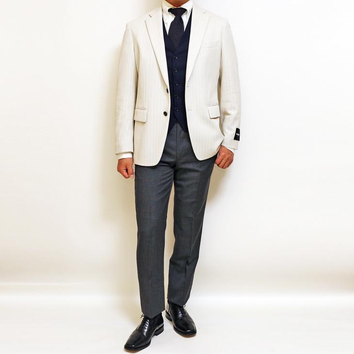 ジャケット テーラード ブレザー 2024 春夏 新作 renoma レノマ paris パリス 和紙 混紡 ニット素材 オフホワイト 杉綾織 ジャケット (AB/BB体) やや細め | renoma | 05