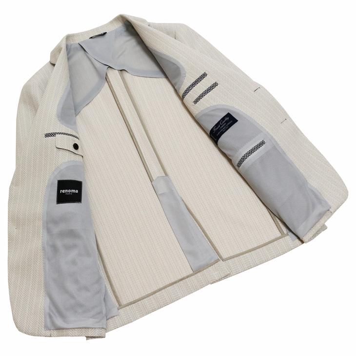 ジャケット テーラード ブレザー 2024 春夏 新作 renoma レノマ paris パリス 和紙 混紡 ニット素材 オフホワイト 杉綾織 ジャケット (AB/BB体) やや細め | renoma | 06