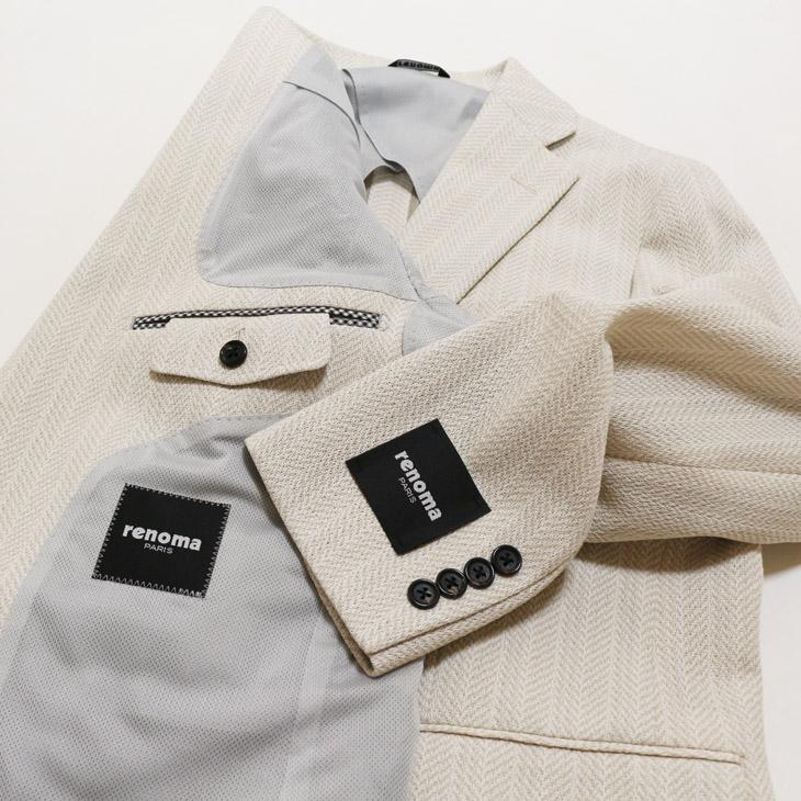 ジャケット テーラード ブレザー 2024 春夏 新作 renoma レノマ paris パリス 和紙 混紡 ニット素材 オフホワイト 杉綾織 ジャケット (AB/BB体) やや細め | renoma | 07