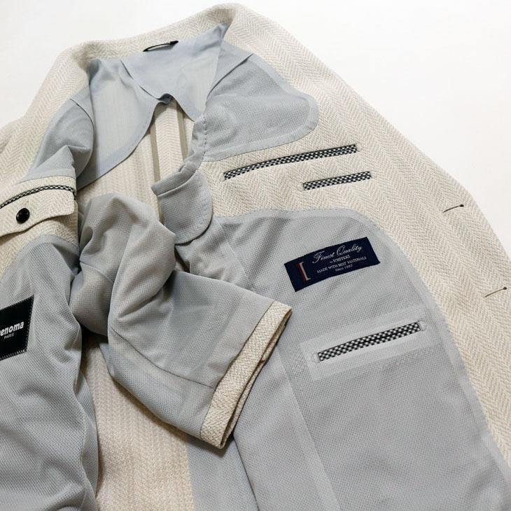 ジャケット テーラード ブレザー 2024 春夏 新作 renoma レノマ paris パリス 和紙 混紡 ニット素材 オフホワイト 杉綾織 ジャケット (AB/BB体) やや細め | renoma | 09