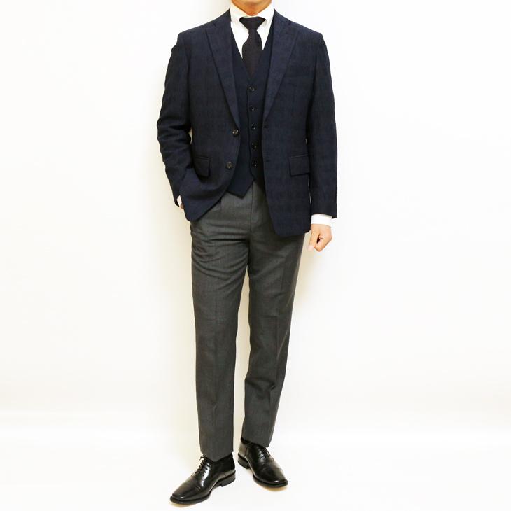 ジャケット テーラード ブレザー 2024 春夏 新作 renoma レノマ paris パリス 楊柳（ヨウリュウ） 濃紺ネイビー藍染調 ジャケット (AB/BB体) やや細め | renoma | 03