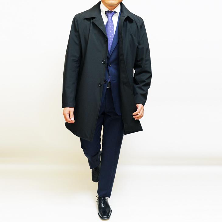 2024 新作 新品 アパレル営業マンご用達 メンズ ステンカラーコート 撥水 防風 ブラック黒 製品重量350g程 マルチシーズン 通年タイプ スプリングコート |  | 01