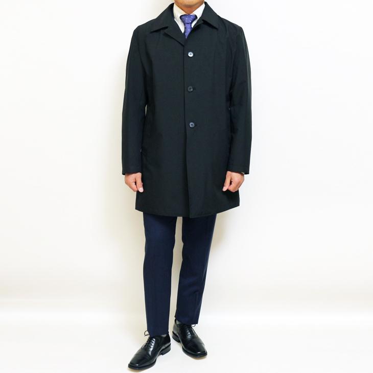 2024 新作 新品 アパレル営業マンご用達 メンズ ステンカラーコート 撥水 防風 ブラック黒 製品重量350g程 マルチシーズン 通年タイプ スプリングコート |  | 02