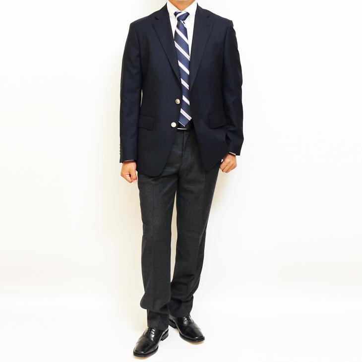 ジャケット テーラード ブレザー 秋冬 新品 OXFORD CLASSIC コンブレ ウール100％ 艶消しシルバー メタルボタン 濃紺ネイビー無地 ゆったり型 ジャケット |  | 01
