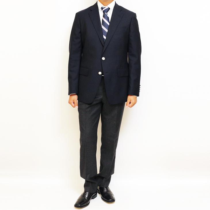 ジャケット テーラード ブレザー 秋冬 新品 OXFORD CLASSIC コンブレ ウール100％ 艶消しシルバー メタルボタン 濃紺ネイビー無地 ゆったり型 ジャケット |  | 03