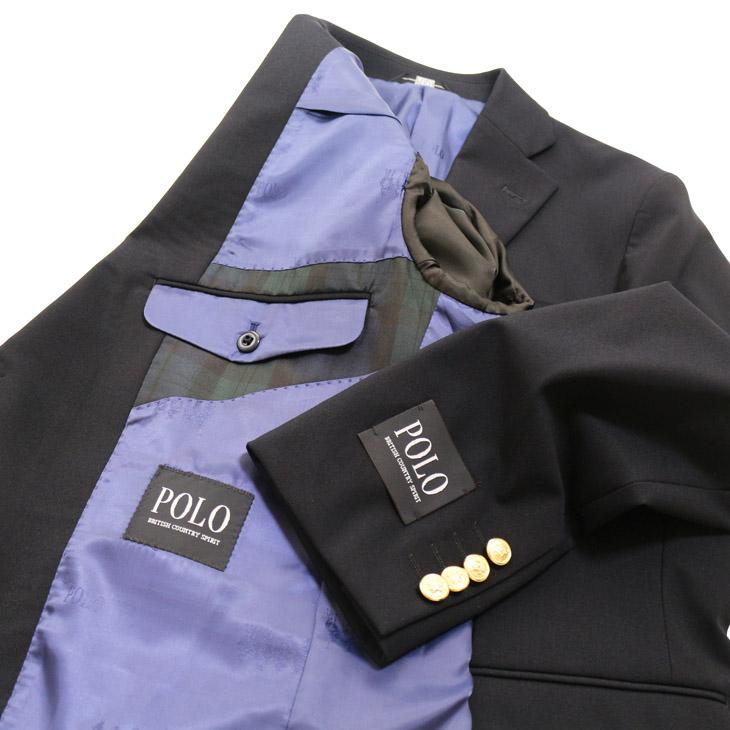 ジャケット テーラード ブレザー 新品 春 秋冬  POLO BRITISH COUNTRY SPIRIT ポロ ビーシーエス 濃紺ネイビー無地 コンブレ 金ボタン スリム型(AB/BB体) | POLO BCS | 09