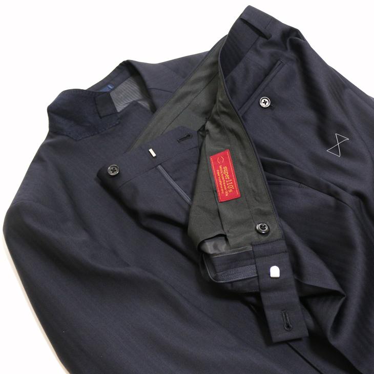 SALE スーツ メンズ 新作 秋冬 西川毛織 Super110s 濃紺ネイビー杉綾織 DROP6.5 2つボタン ビジネス スーツ (AB/BB体) J-REP05-2B |  | 12