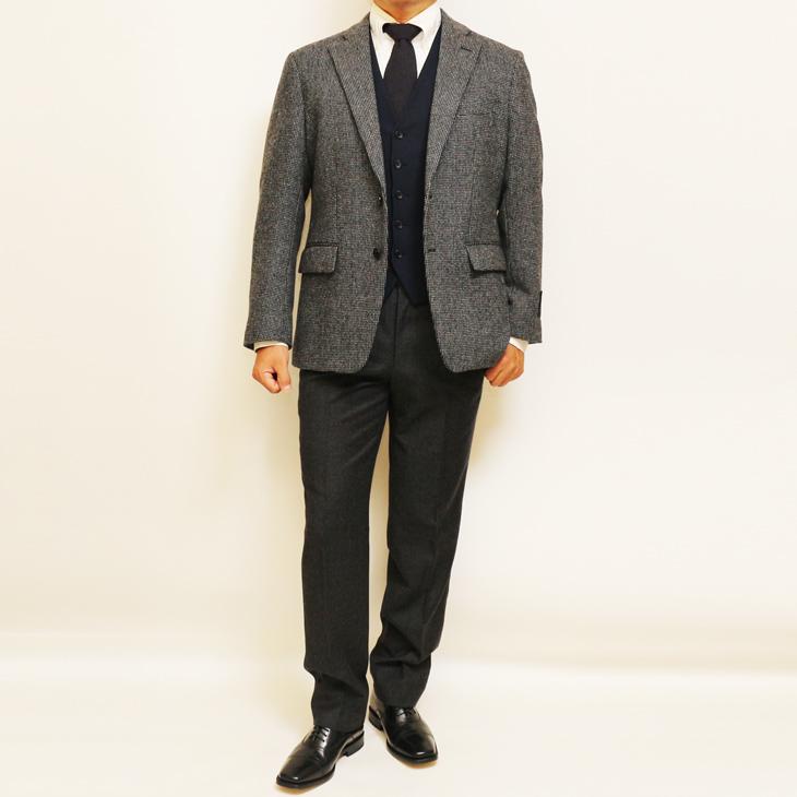 SALE 2024-25 秋冬新作 ジャケット テーラード ブレザー renoma paris レノマ パリス 灰グレー杢 肉厚434g/m ウール起毛フランネル 尾州産生地 (AB/BB体) | renoma | 05