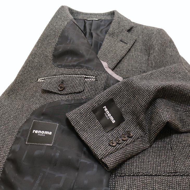 SALE 2024-25 秋冬新作 ジャケット テーラード ブレザー renoma paris レノマ パリス 灰グレー杢 肉厚434g/m ウール起毛フランネル 尾州産生地 (AB/BB体) | renoma | 08