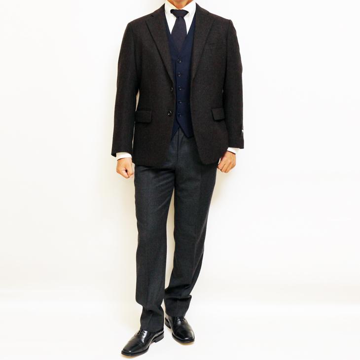 SALE 2024-25 秋冬新作 ジャケット テーラード ブレザー renoma paris レノマ パリス 黒茶杢 肉厚434g/m ウール起毛フランネル 尾州産生地 ジャケット (AB体) | renoma | 01