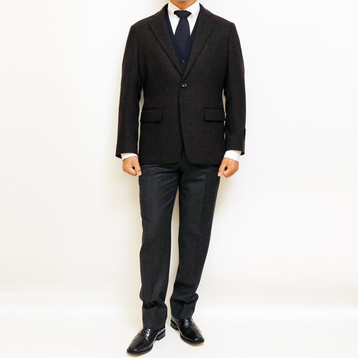 SALE 2024-25 秋冬新作 ジャケット テーラード ブレザー renoma paris レノマ パリス 黒茶杢 肉厚434g/m ウール起毛フランネル 尾州産生地 ジャケット (AB体) | renoma | 02