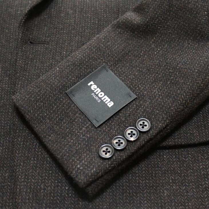 SALE 2024-25 秋冬新作 ジャケット テーラード ブレザー renoma paris レノマ パリス 黒茶杢 肉厚434g/m ウール起毛フランネル 尾州産生地 ジャケット (AB体) | renoma | 06