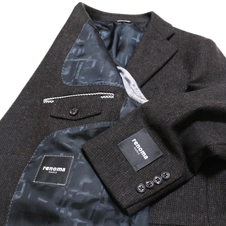 SALE 2024-25 秋冬新作 ジャケット テーラード ブレザー renoma paris レノマ パリス 黒茶杢 肉厚434g/m ウール起毛フランネル 尾州産生地 ジャケット (AB体) | renoma | 08
