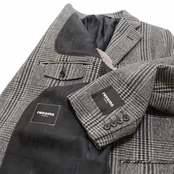 SALE 2024-25 秋冬新作 ジャケット テーラード ブレザー renoma paris レノマ パリス グレンチェック 肉厚530g/m フランネル 尾州産生地 ジャケット (AB/BB体) | renoma | 08