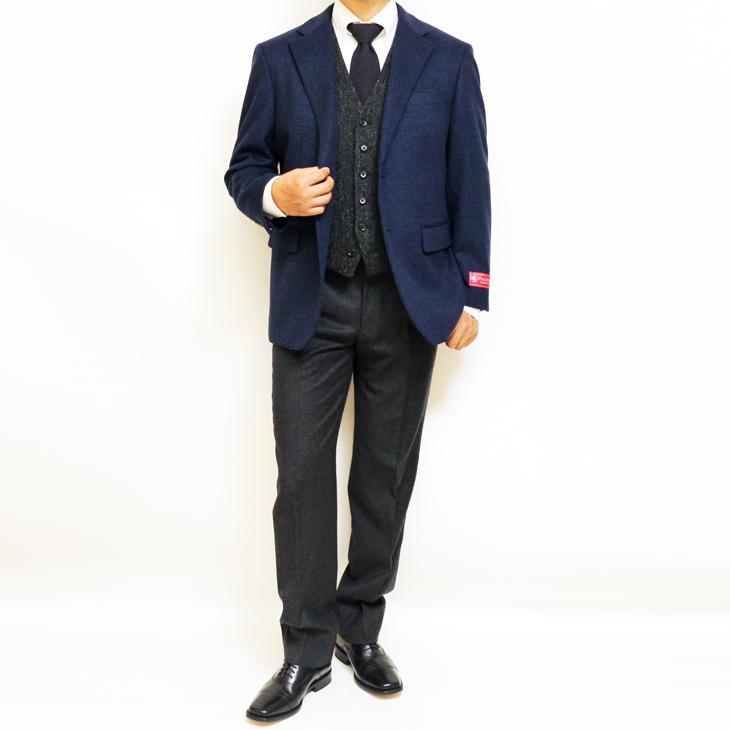 SALE ジャケット テーラード ブレザー 秋冬 新品 PIACENZA ピアチェンツァ カシミア混 ネイビー小柄 2つボタン ジャケット (A/AB/BB体) J20-2B | PIACENZA | 03
