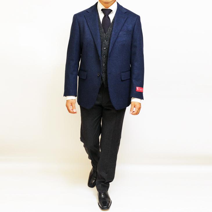 SALE ジャケット テーラード ブレザー 秋冬 新品 PIACENZA ピアチェンツァ カシミア混 ネイビー小柄 2つボタン ジャケット (A/AB/BB体) J20-2B | PIACENZA | 04