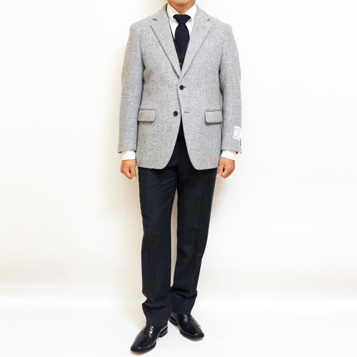 ハリスツイード　テーラードジャケット グレー系　管理番号付 ブレザー　XL相当 HARRIS TWEED（ハリスツイード） SALE ジャケット テーラード ブレザー