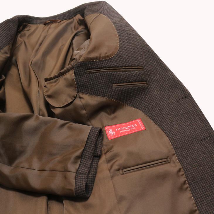 SALE ジャケット テーラード ブレザー 2024-25 新作 秋冬 新品 PIACENZA ピアチェンツァ カシミア混 ブラウン小柄 2つボタン ジャケット (AB体) J20-2B | PIACENZA | 10