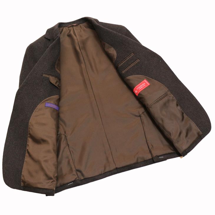 SALE ジャケット テーラード ブレザー 2024-25 新作 秋冬 新品 PIACENZA ピアチェンツァ カシミア混 ブラウン小柄 2つボタン ジャケット (AB体) J20-2B | PIACENZA | 08