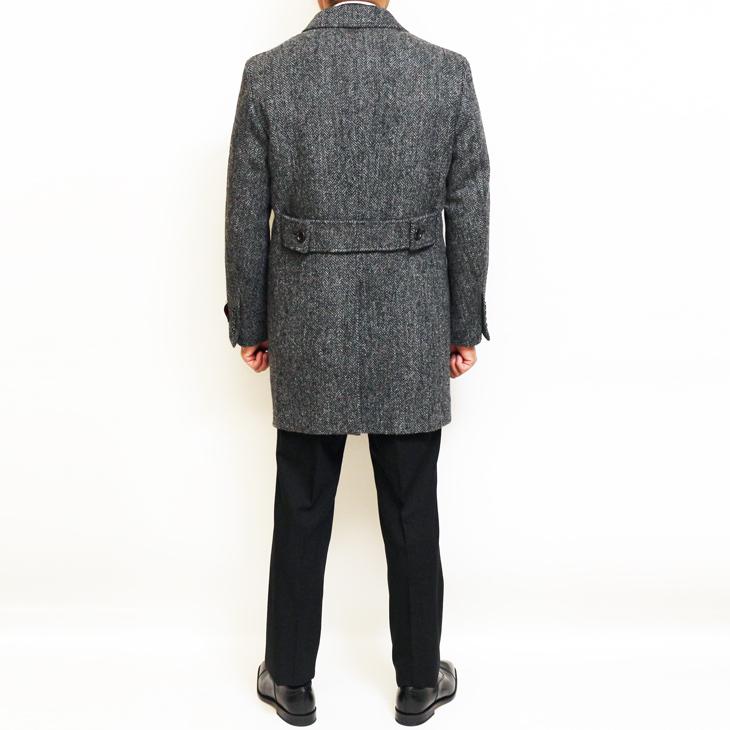 ハリスツイード メンズ チェスターコート 新品 秋冬 英国 Harris Tweed 霜降り調 灰グレー杢 ヘリンボーン 杉綾織 チェスターフィールドコート | HARRIS TWEED | 05