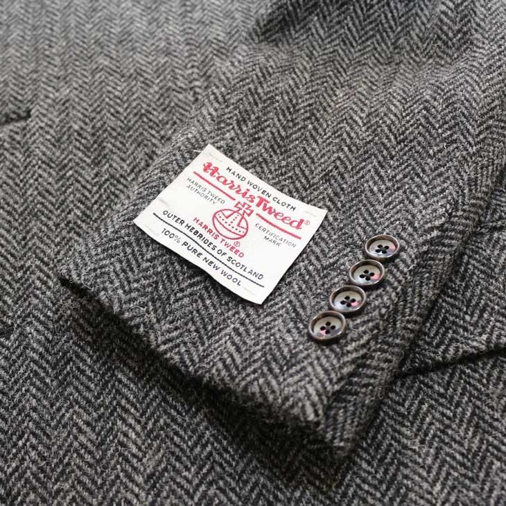 ハリスツイード メンズ チェスターコート 新品 秋冬 英国 Harris Tweed 霜降り調 灰グレー杢 ヘリンボーン 杉綾織 チェスターフィールドコート | HARRIS TWEED | 06
