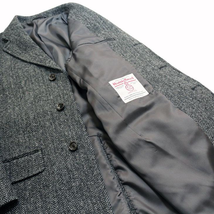 ハリスツイード メンズ チェスターコート 新品 秋冬 英国 Harris Tweed 霜降り調 灰グレー杢 ヘリンボーン 杉綾織 チェスターフィールドコート | HARRIS TWEED | 08