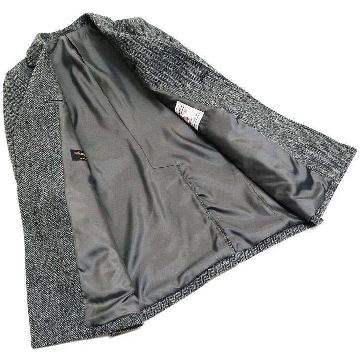 ハリスツイード メンズ チェスターコート 新品 秋冬 英国 Harris Tweed 霜降り調 灰グレー杢 ヘリンボーン 杉綾織 チェスターフィールドコート | HARRIS TWEED | 09