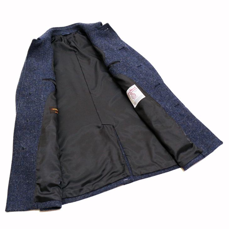 ハリスツイード ステンカラーコート日本製　XL HARRIS TWEED（ハリスツイード） SALE コート 新品 秋冬 英国 ネイビー