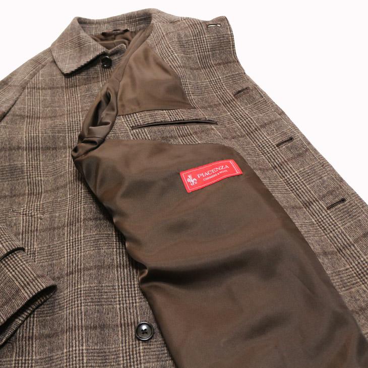 SALE 2024-25 新作 メンズ ステンカラーコート 新品 秋冬 PIACENZA ピアチェンツァ MUST HAVE カシミア混 茶系ブラウン チェック柄 イタリア製生地 | PIACENZA | 11