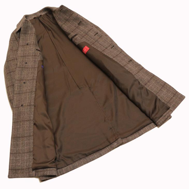 SALE 2024-25 新作 メンズ ステンカラーコート 新品 秋冬 PIACENZA ピアチェンツァ MUST HAVE カシミア混 茶系ブラウン チェック柄 イタリア製生地 | PIACENZA | 09