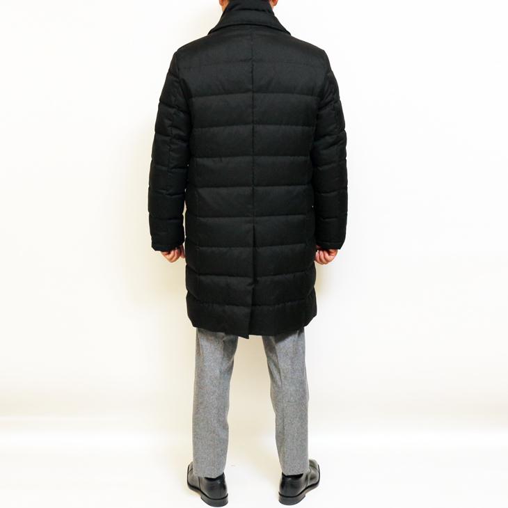 SALE スーツの上から羽織れる チェスター型 ロングダウンコート 秋冬 新品 Second Style タウンユース 撥水 黒ブラック 杉綾織 ヘリンボーン YKKファスナー使用 |  | 05