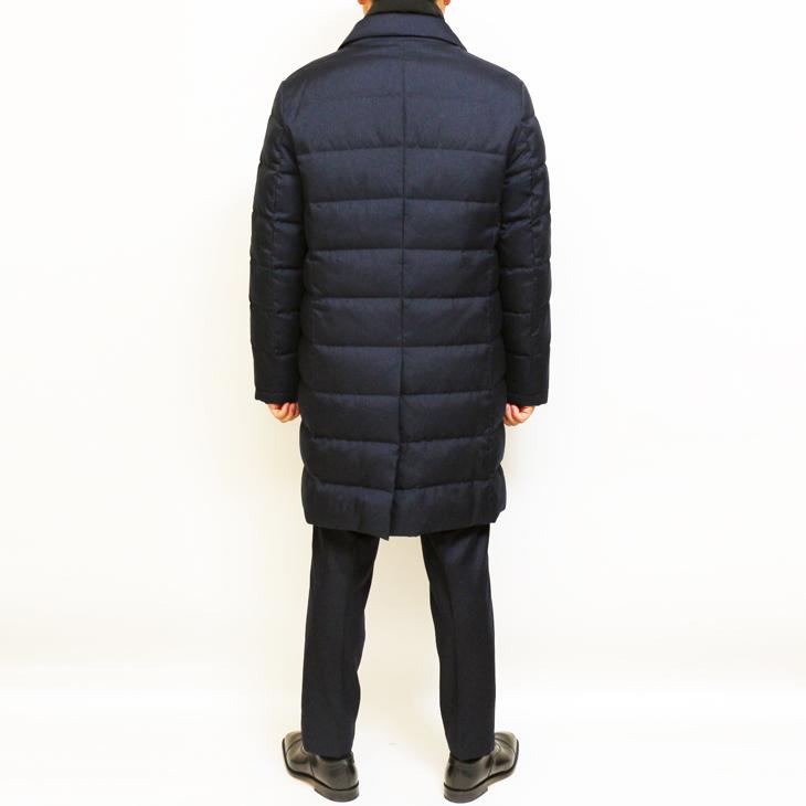 SALE スーツの上から羽織れる チェスター型 ロングダウンコート 秋冬 新品 Second Style タウンユース 撥水 紺ネイビー 杉綾織 ヘリンボーン YKKファスナー使用 |  | 05