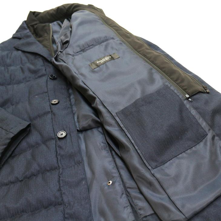 SALE スーツの上から羽織れる チェスター型 ロングダウンコート 秋冬 新品 Second Style タウンユース 撥水 紺ネイビー 杉綾織 ヘリンボーン YKKファスナー使用 |  | 09