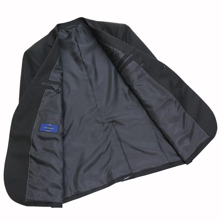 SALE スーツ メンズ 新作 秋冬 MIYUKI 御幸毛織 2カラー 濃紺ネイビー無地 黒ブラック無地 2つボタン ビジネス スーツ ゆったり型 (AB体) |  | 07