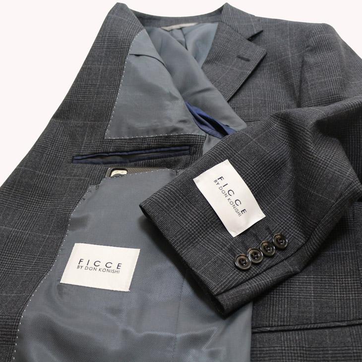 SALE スーツ メンズ 新作 秋冬 FICCE フィッチェ 灰グレーチェック 3つボタン段返り ベスト付き スリーピース スーツ (A体) スリム | FICCE | 10