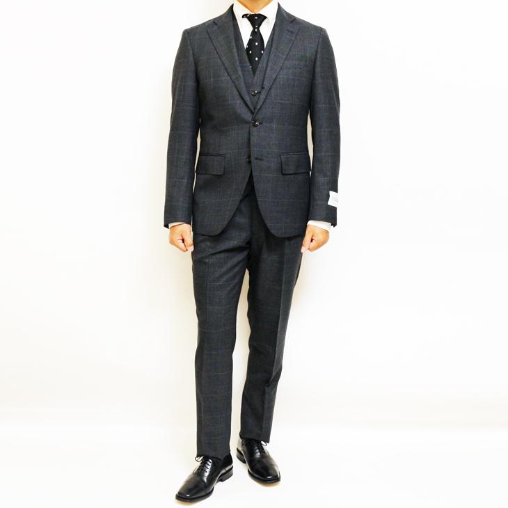 SALE スーツ メンズ 新作 秋冬 FICCE フィッチェ 灰グレーチェック 3つボタン段返り ベスト付き スリーピース スーツ (A体) スリム | FICCE | 03