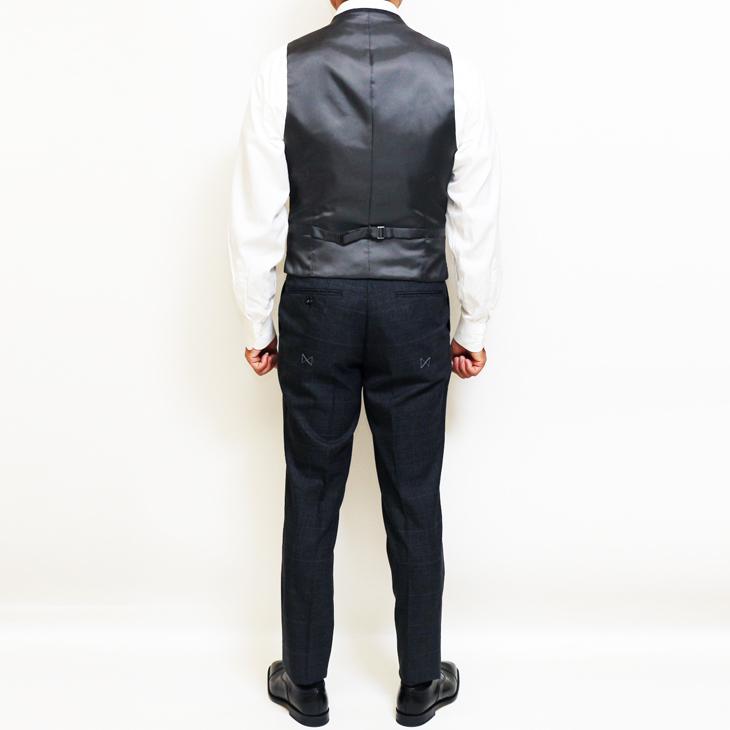 SALE スーツ メンズ 新作 秋冬 FICCE フィッチェ 灰グレーチェック 3つボタン段返り ベスト付き スリーピース スーツ (A体) スリム | FICCE | 07