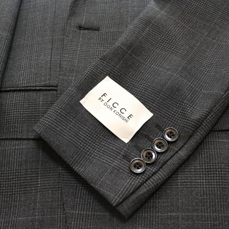 SALE スーツ メンズ 新作 秋冬 FICCE フィッチェ 灰グレーチェック 3つボタン段返り ベスト付き スリーピース スーツ (A体) スリム | FICCE | 08