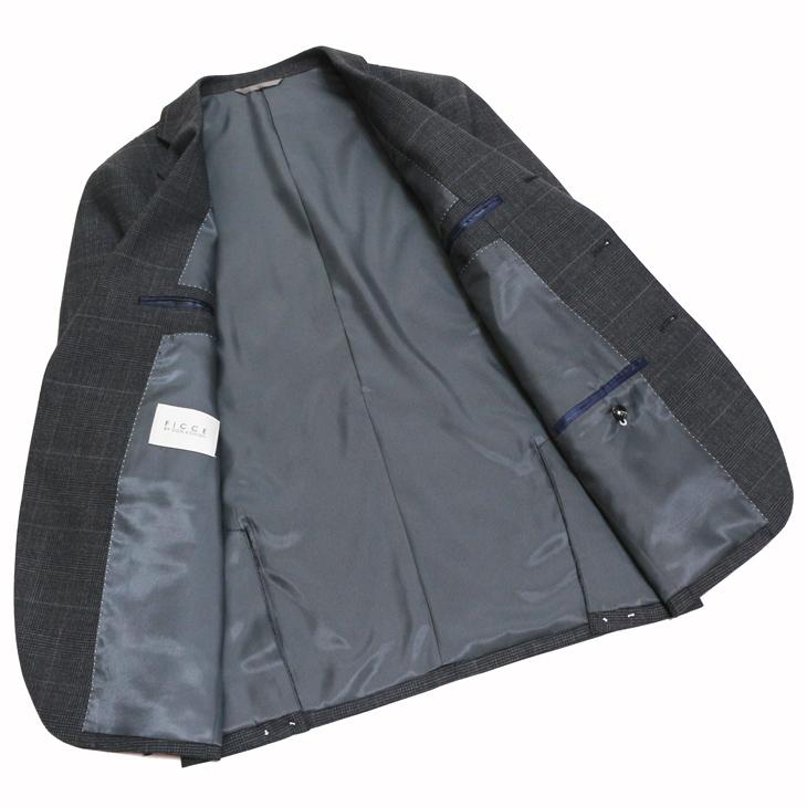 SALE スーツ メンズ 新作 秋冬 FICCE フィッチェ 灰グレーチェック 3つボタン段返り ベスト付き スリーピース スーツ (A体) スリム | FICCE | 09