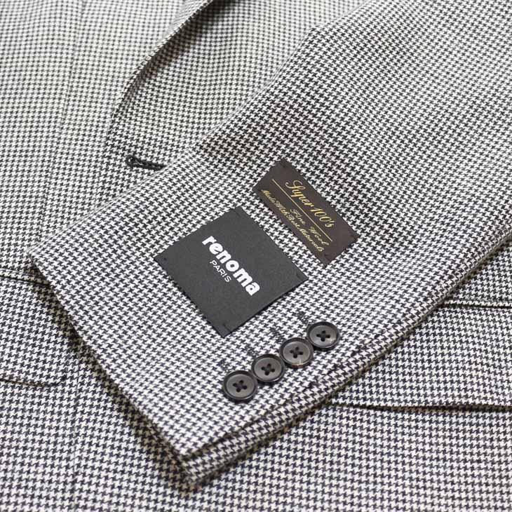 SALE スーツ メンズ 新品 秋冬 renoma paris レノマ パリス 西川毛織 Super100s 千鳥格子 DROP6.5 2つボタン ビジネス スーツ (AB体)  J-REP05-2B | renoma | 05