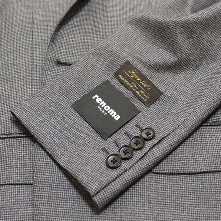 SALE スーツ メンズ 新品 秋冬 renoma paris レノマ パリス 西川毛織 Super100s 灰グレー杢 千鳥格子 DROP6.5 2つボタン ビジネス (BB体)  J-REP05-2B | renoma | 03